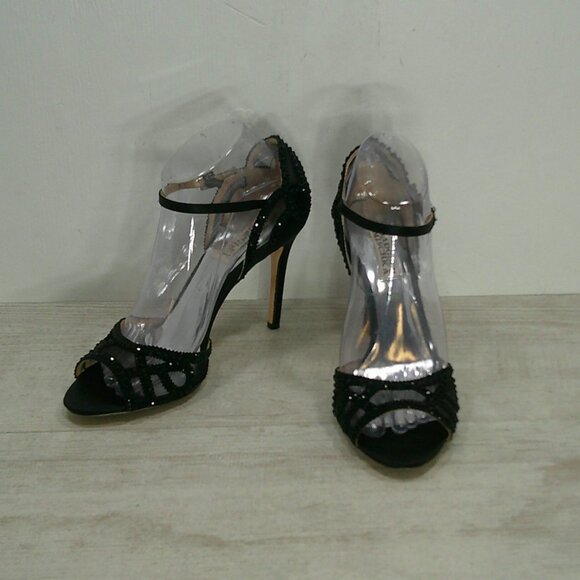 Sexy Badgley Mischka Tansy Dressy Embellished Peep Toe Stiletto Heels w bag SZ 8 - Picture 2 of 15